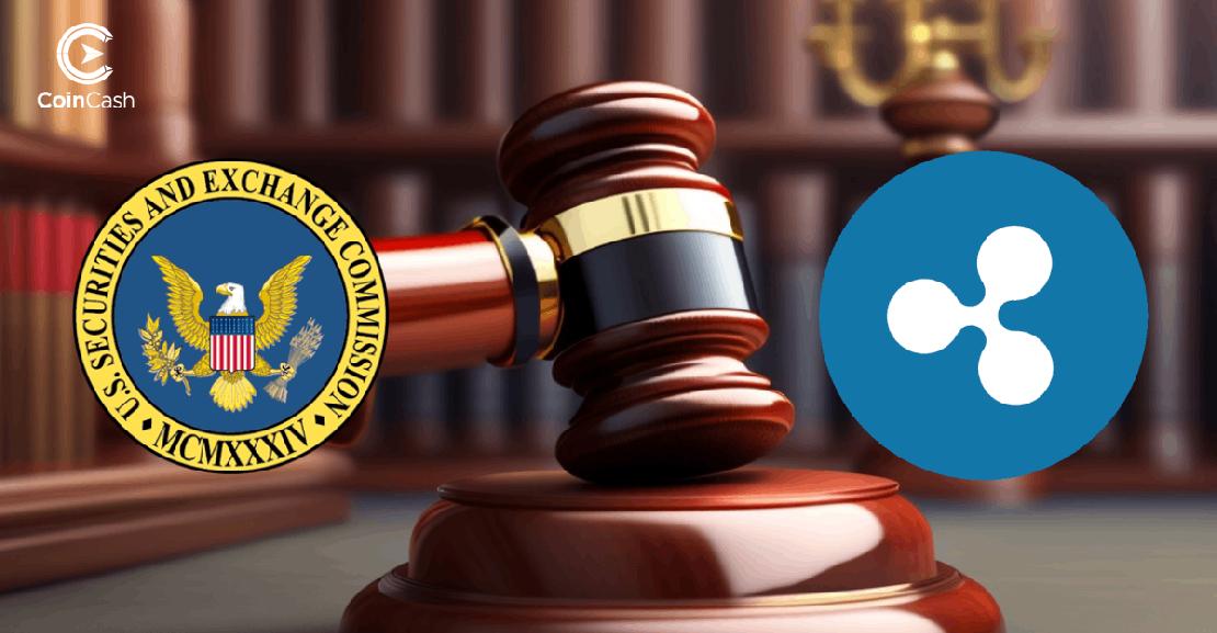 A SEC és a RIpple logója egy törvényszéki kalapács mellett